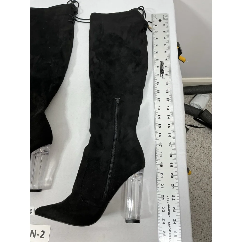 Womans Excellent Condition Shoe Dazzle Sassy Otk Boots Size 9 Black Heel Zip